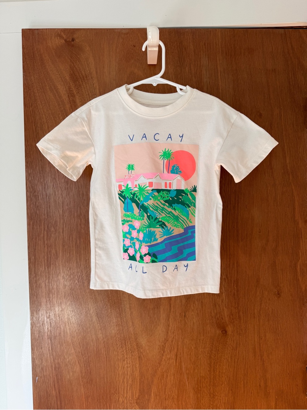 Cat & Jack White Tee with Colorful Tropical Graphic